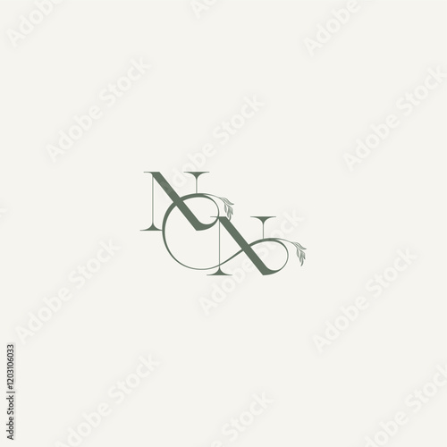 wedding concept monogram elegant and elegant logo NN organic hairline logotype letter
