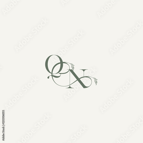 wedding concept monogram elegant and elegant logo NQ organic hairline logotype letter