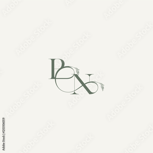 wedding concept monogram elegant and elegant logo NP organic hairline logotype letter