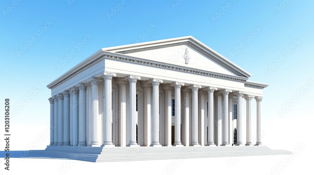 Obraz premium Classical Architecture of Grand White Building with Columns and Steps