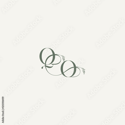 wedding concept monogram elegant and elegant logo OQ organic hairline logotype letter