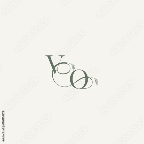 wedding concept monogram elegant and elegant logo OV organic hairline logotype letter