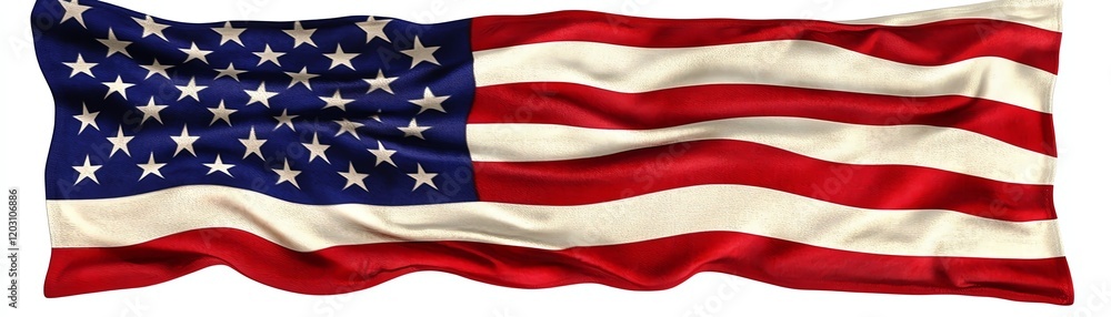 American flag waving in the wind on a white isolated background. American flag waving in the wind on a white isolated background.