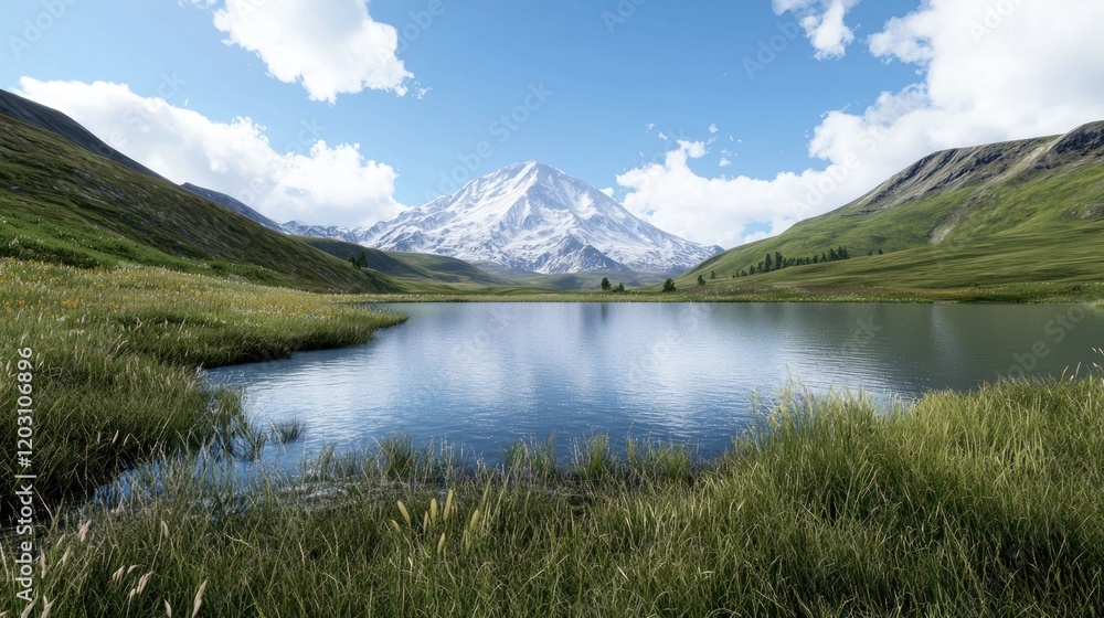 Serene Alpine Lake and Mountain Serene Alpine Lake and Mountain