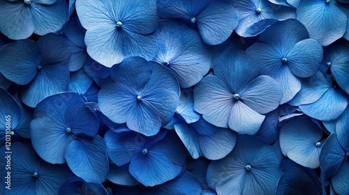 Sakura petals in blue photo