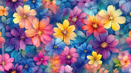 Seamless watercolor floral design 