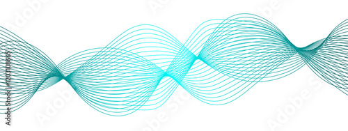 Abstract Turquoise Wave Line Vector Background, Fluid Flowing Curves, Dynamic Motion Design for Technology, Science, and Digital Media Applications. Wavy & curved bright lines 