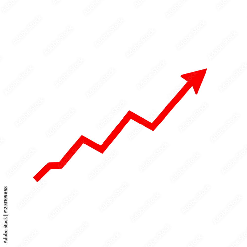 Red Upward Arrow Growth Chart Business Success Graphic data icon goal trend black market vector Red Upward Arrow Growth Chart Business Success Graphic data icon goal trend black market vector