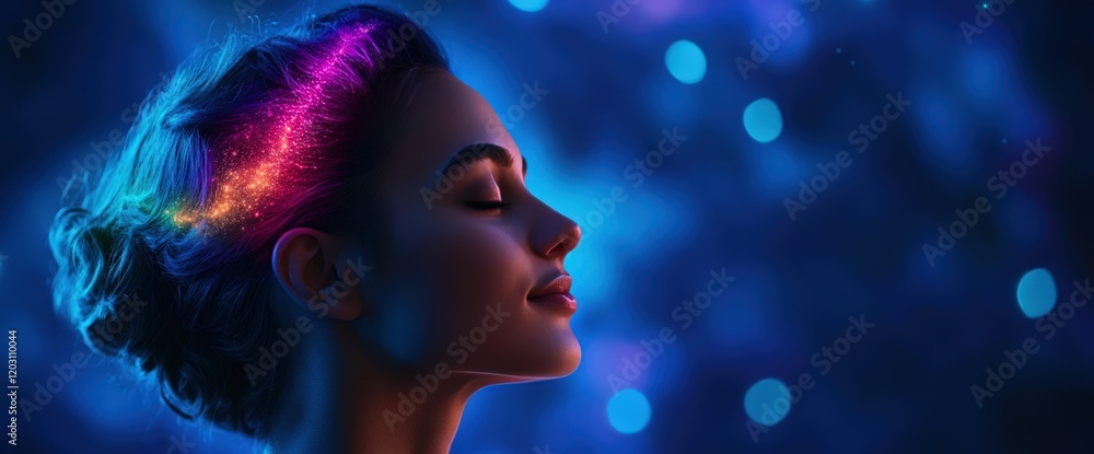 Inner Light: A Woman's Mind Illuminated by Vibrant Cosmic Energy Inner Light: A Woman's Mind Illuminated by Vibrant Cosmic Energy