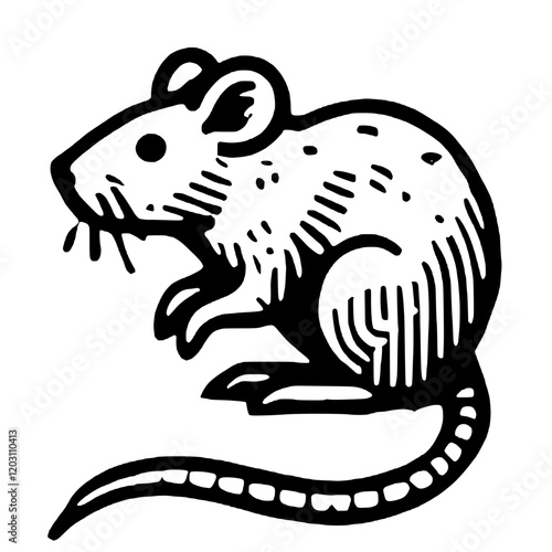An Artistic Representation of a Rat Icon Boldly Designed to Embody Intelligence, Adaptability, and Resourcefulness with a Unique Style That Blends Modern Minimalism and the Spirit of Survival