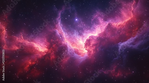 Fiery Cosmic Clouds in Stellar Nebula Scene photo