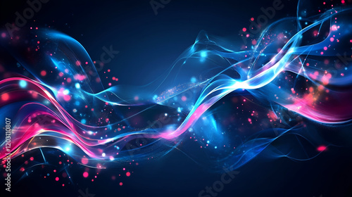  Abstract pink and purple waves on a black background, Abstract Wavy Lines with Glowing Pink and Blue Lights on Black Background, Abstract fast fiber internet  background