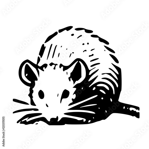 An Artistic Representation of a Rat Icon Boldly Designed to Embody Intelligence, Adaptability, and Resourcefulness with a Unique Style That Blends Modern Minimalism and the Spirit of Survival