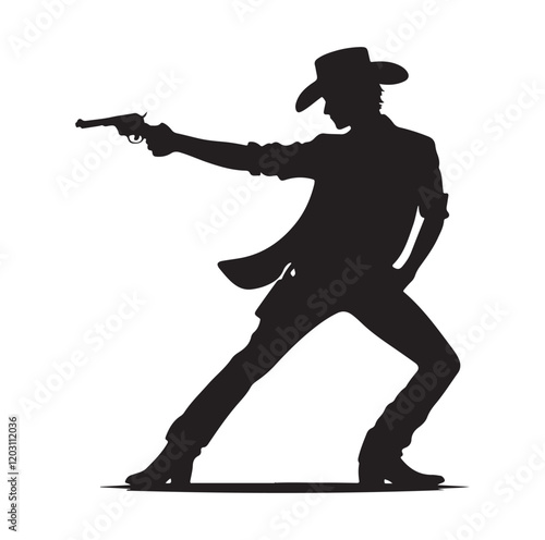 Cowboy pose silhouette vector illustration