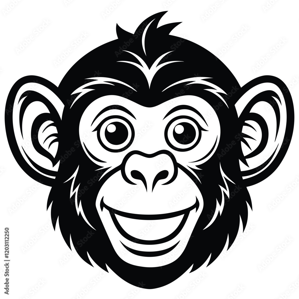 Obraz premium A cute monkey head illustration vector style