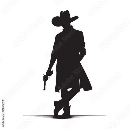 Cowboy pose silhouette vector illustration