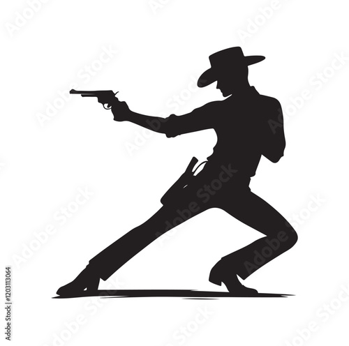 Cowboy pose silhouette vector illustration