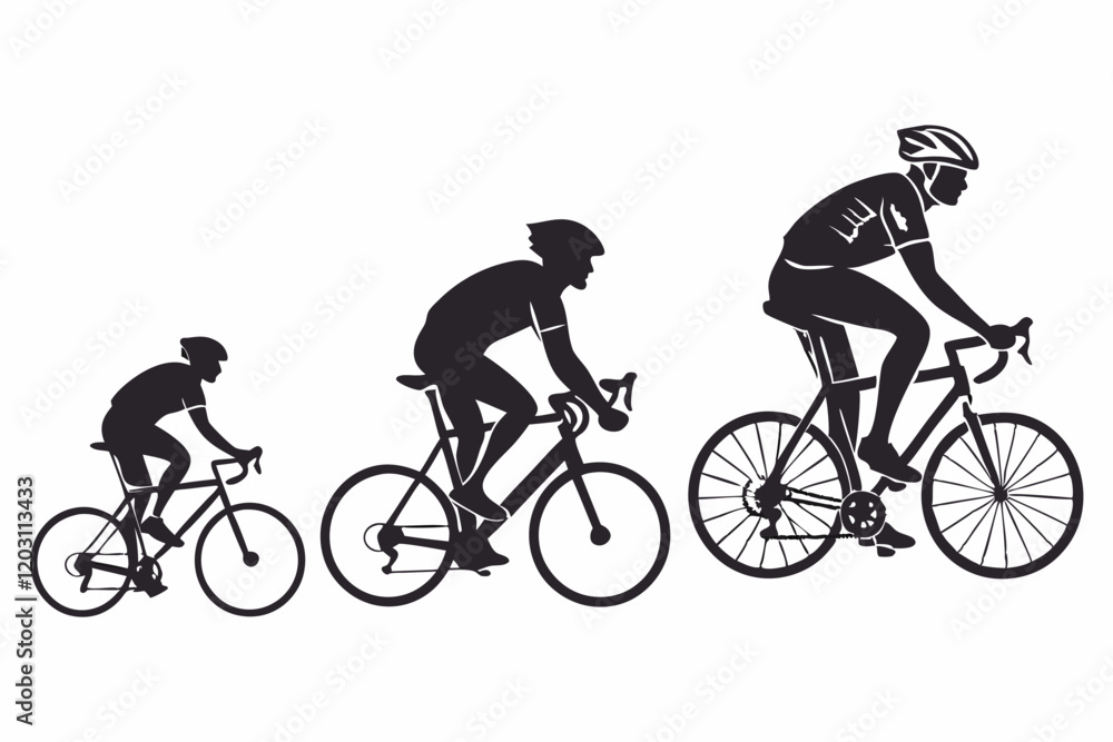 Obraz premium cycling man silhouette icon set, cycle silhouette free, bicycle silhouette vector, bicycle man silhouette