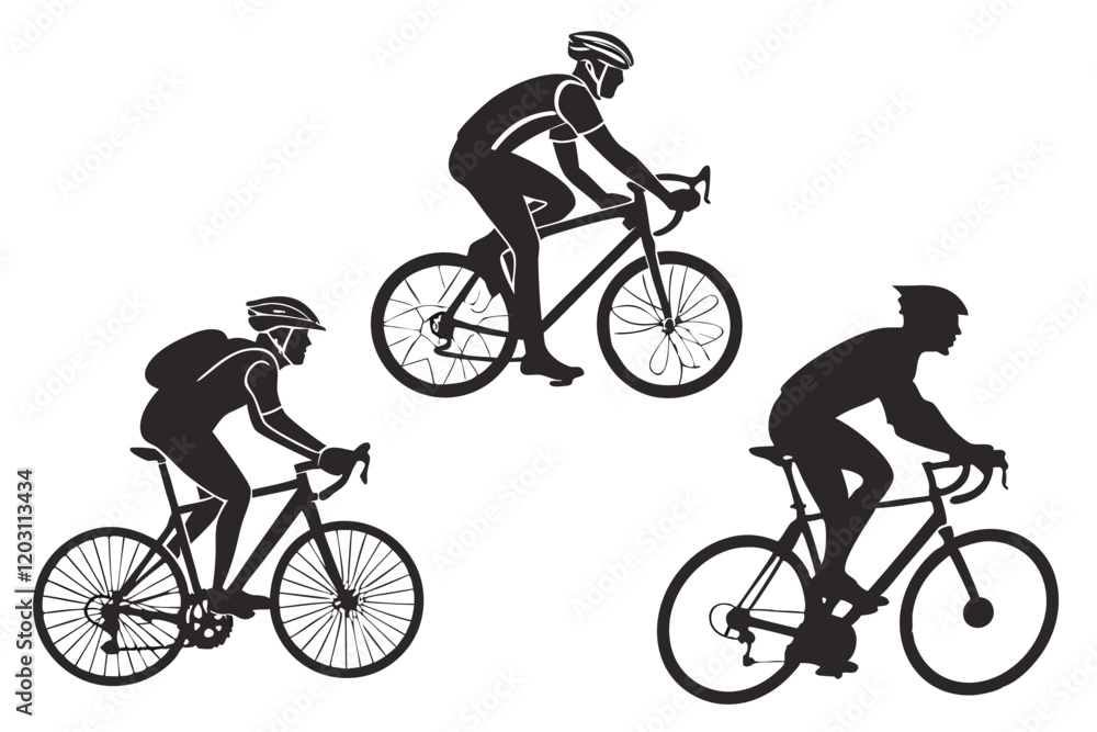 Fototapeta premium cycling man silhouette icon set, cycle silhouette free, bicycle silhouette vector, bicycle man silhouette