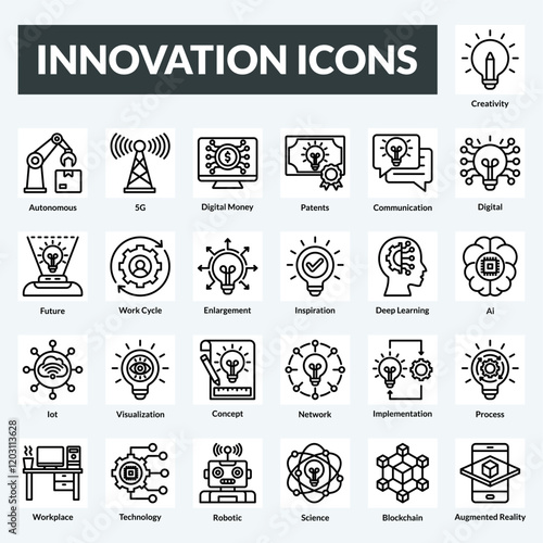 innovation vector line set icons