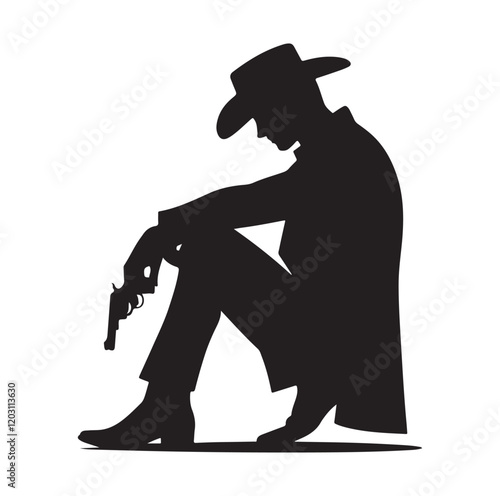 Cowboy pose silhouette vector illustration