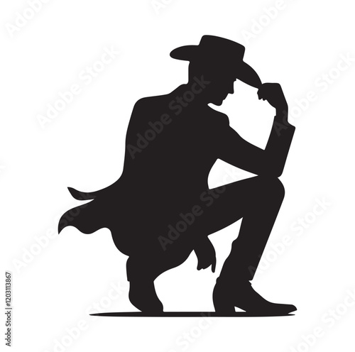 Cowboy pose silhouette vector illustration