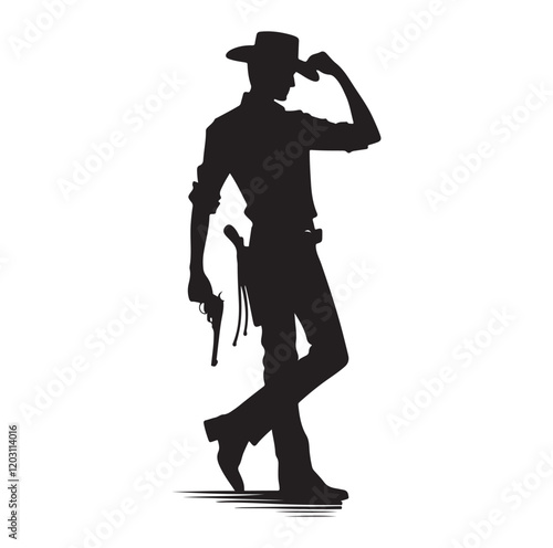 Cowboy pose silhouette vector illustration