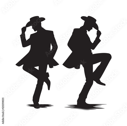 Cowboy pose silhouette vector illustration