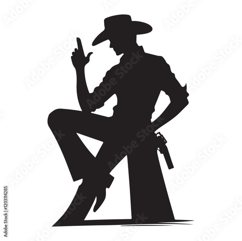 Cowboy pose silhouette vector illustration