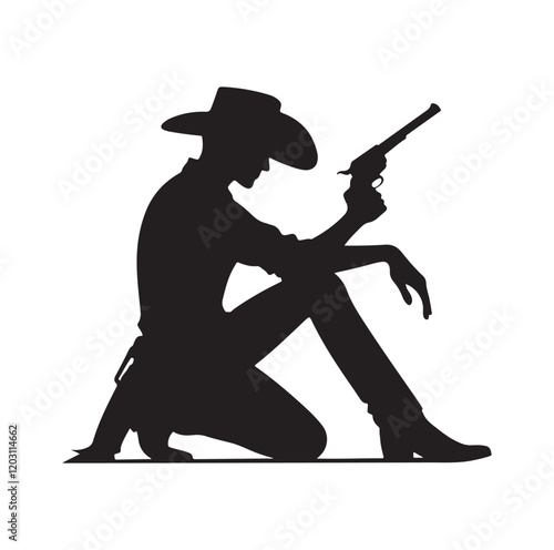 Cowboy pose silhouette vector illustration