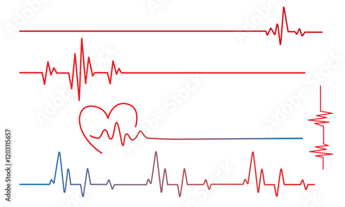 Heart rate monitor line vector isolated on white background. Heart rate pulse rhythm line illustration with editable stroke. Stock-Vector. 2