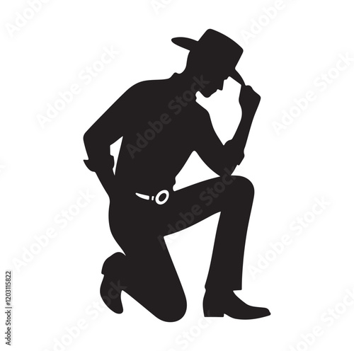 Cowboy pose silhouette vector illustration