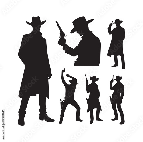 Cowboy pose silhouette vector illustration