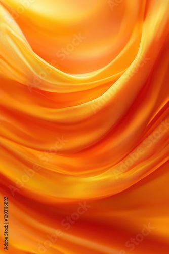 Draped orange silk fabric with soft folds	