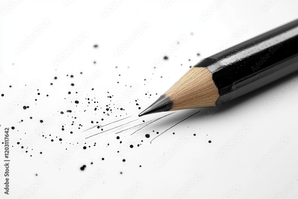 Black pencil, graphite shavings, white paper, sketch. Black pencil, graphite shavings, white paper, sketch.