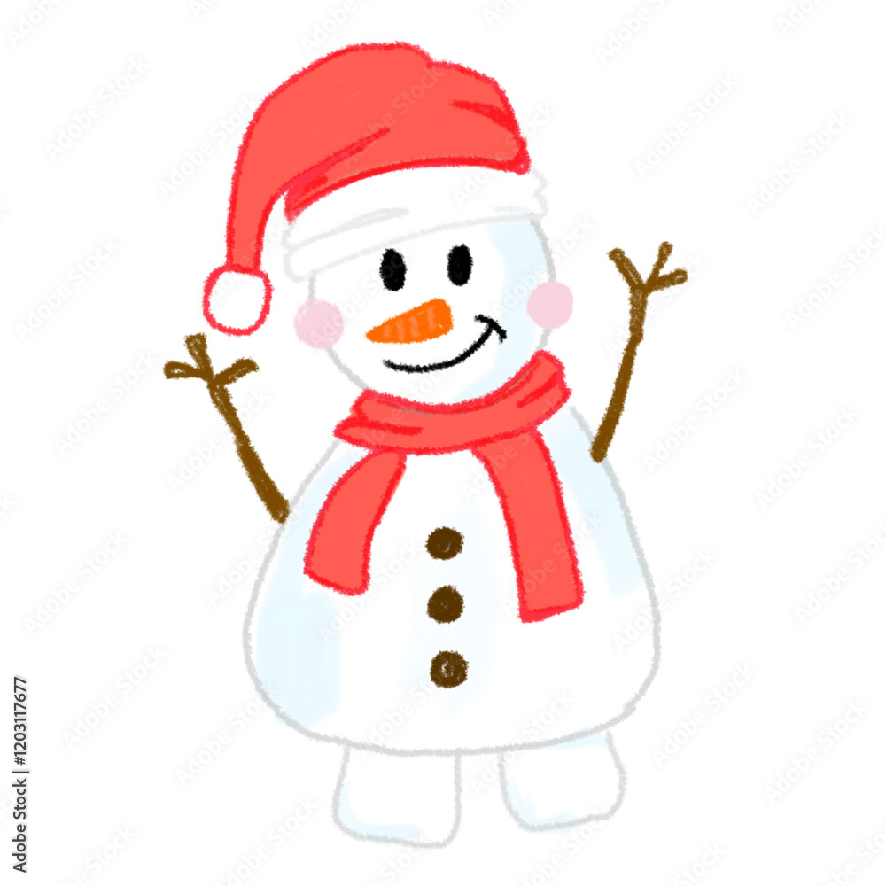 Snowman with legs and arms with scarf and Santa's hat Snowman with legs and arms with scarf and Santa's hat