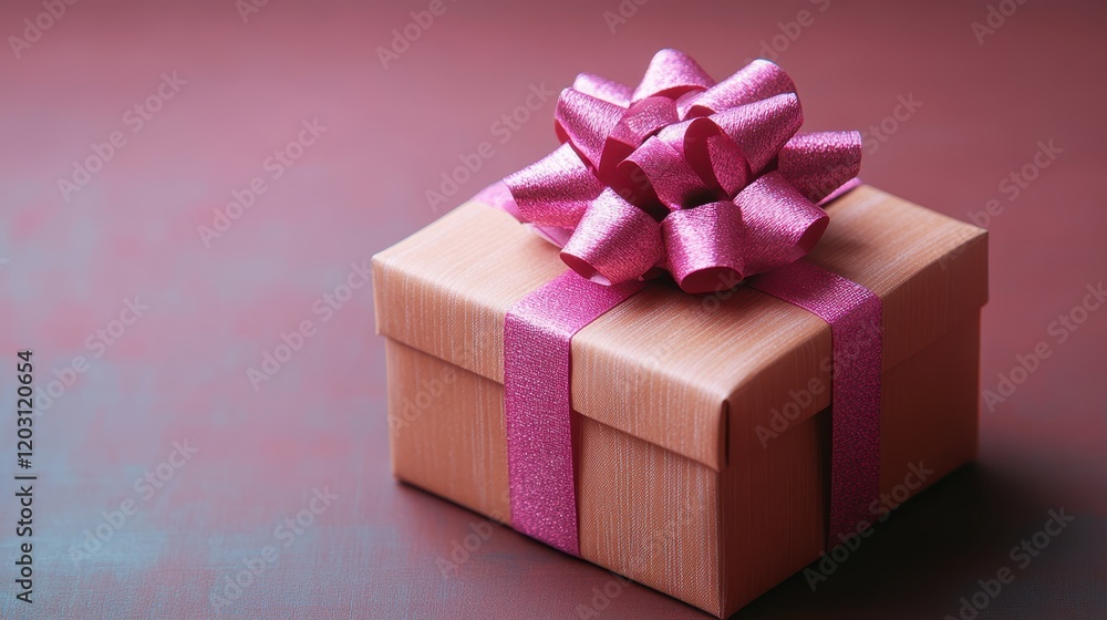 A charming gift box adorned with a delicate pink bow, perfect for expressing love and affection on Valentine's Day, awaits a heartfelt surprise inside. A charming gift box adorned with a delicate pink bow, perfect for expressing love and affection on Valentine's Day, awaits a heartfelt surprise inside.