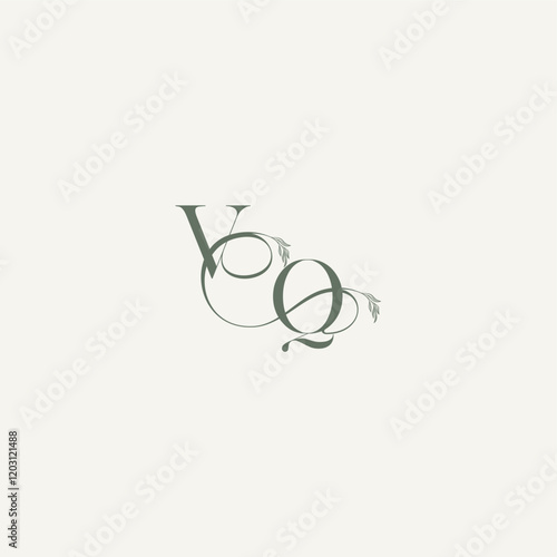 wedding concept monogram elegant and elegant logo QV organic hairline logotype letter