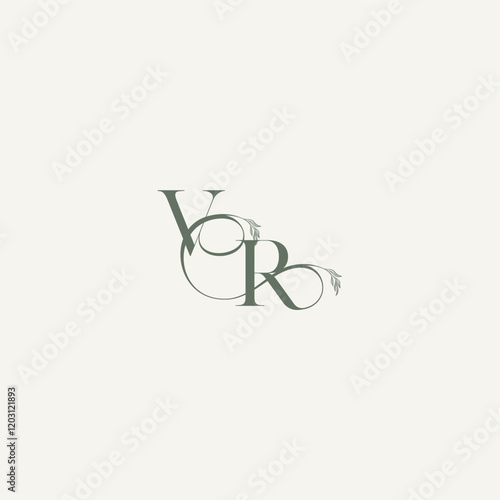 wedding concept monogram elegant and elegant logo RV organic hairline logotype letter