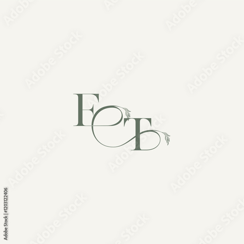 wedding concept monogram elegant and elegant logo TF organic hairline logotype letter