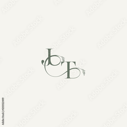 wedding concept monogram elegant and elegant logo TJ organic hairline logotype letter