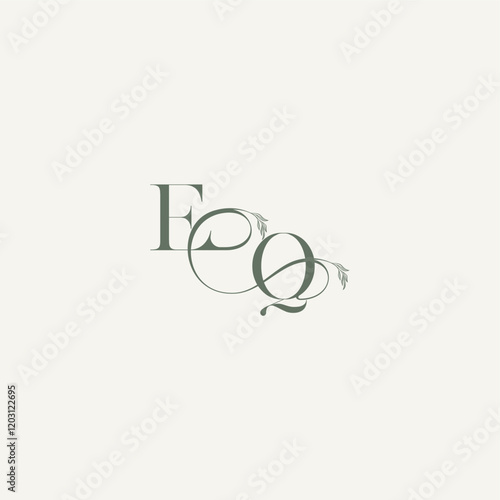 wedding concept monogram elegant and elegant logo QE organic hairline logotype letter