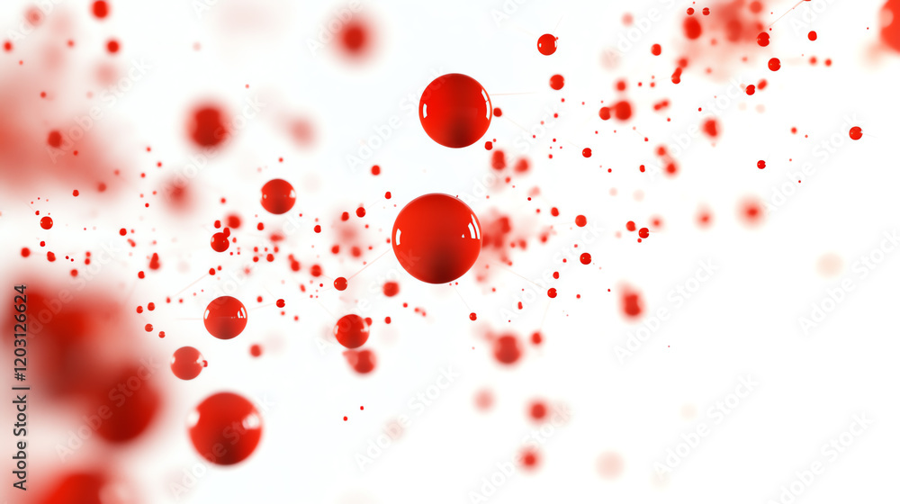 Abstract red particle movement on a white background, creating a sense of energy and motion in a scientific context. Abstract red particle movement on a white background, creating a sense of energy and motion in a scientific context.