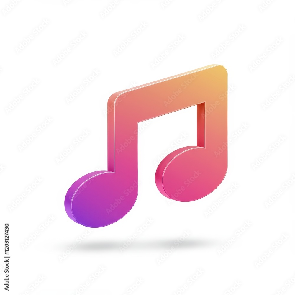 Musical note 3D icon isolated on white background Musical note 3D icon isolated on white background