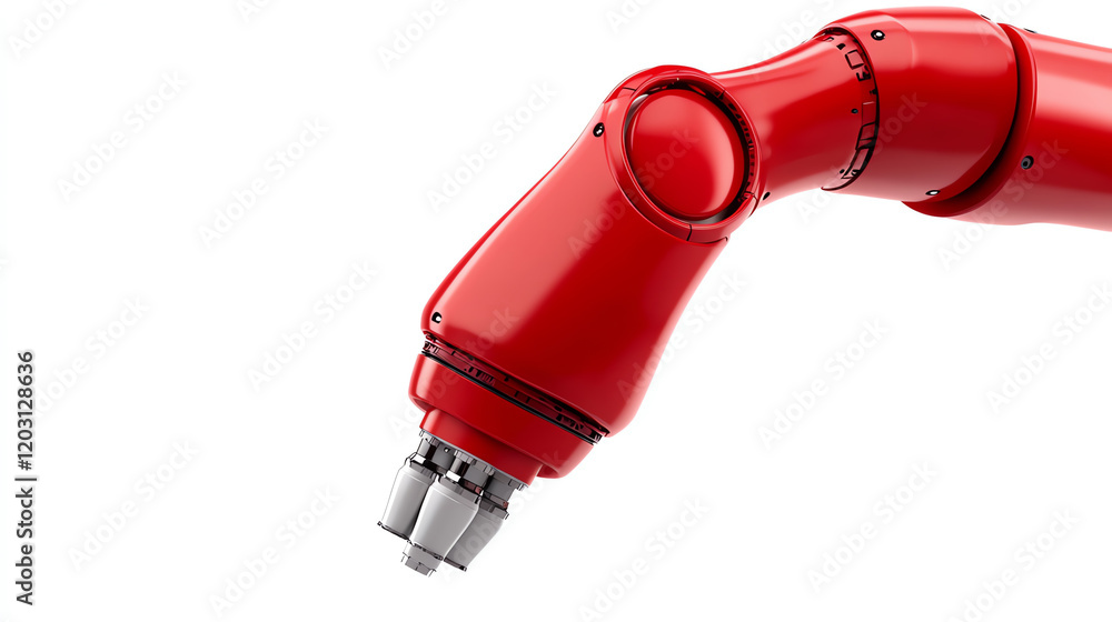Close-up of a robotic arm showcasing advanced engineering and design in automation and manufacturing. Close-up of a robotic arm showcasing advanced engineering and design in automation and manufacturing.