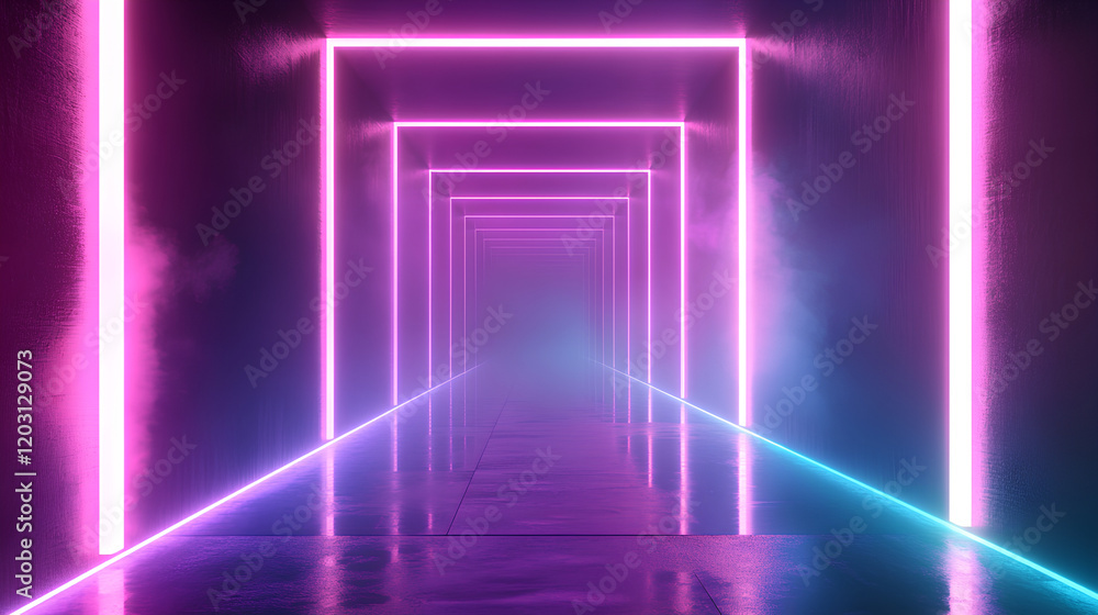 Fototapeta premium Colorful neon lines, background 