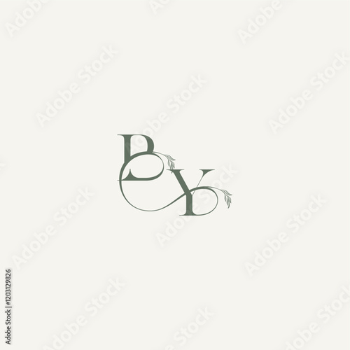 YB letter elegant and elegant logo organic hairline logotype wedding concept monogram