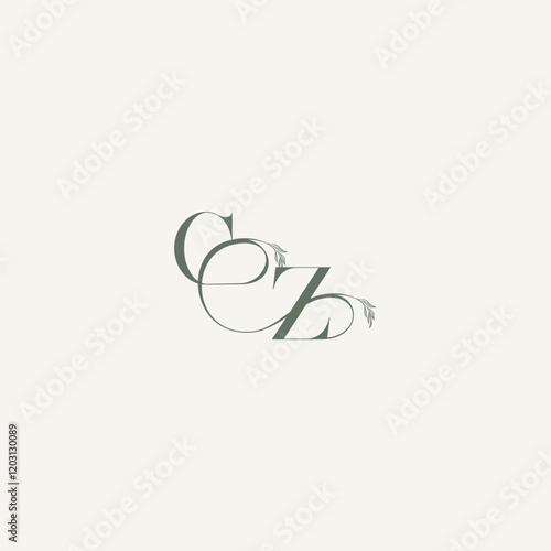 ZC letter elegant and elegant logo organic hairline logotype wedding concept monogram