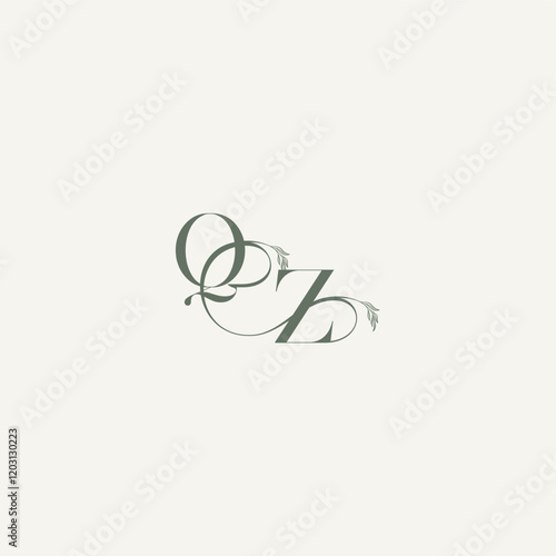 ZQ letter elegant and elegant logo organic hairline logotype wedding concept monogram
