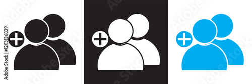 Add friends icon , Add new user with plus symbol , invite icon join sign . isolated on white and black background. vector illustration. EPS 10